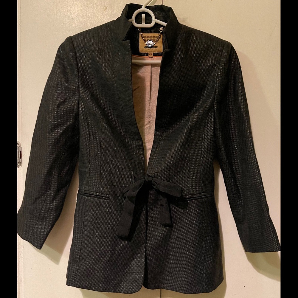 TED BAKER LONDON Tie-Front Fitted Suit Jacket Blazer - Black, Size 0